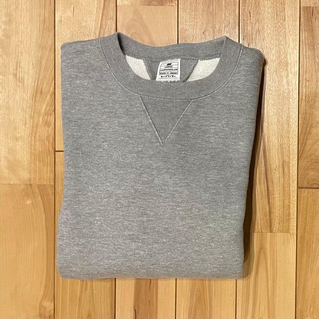 ループウィラー 丸胴吊り編みクルースウェット グレーメランジ L両Vガゼット