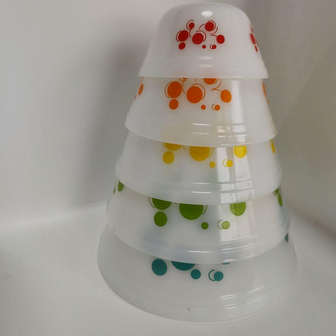 希少　フェデラル　5個　カラフルドット　ミキシングボウル　コンプリート