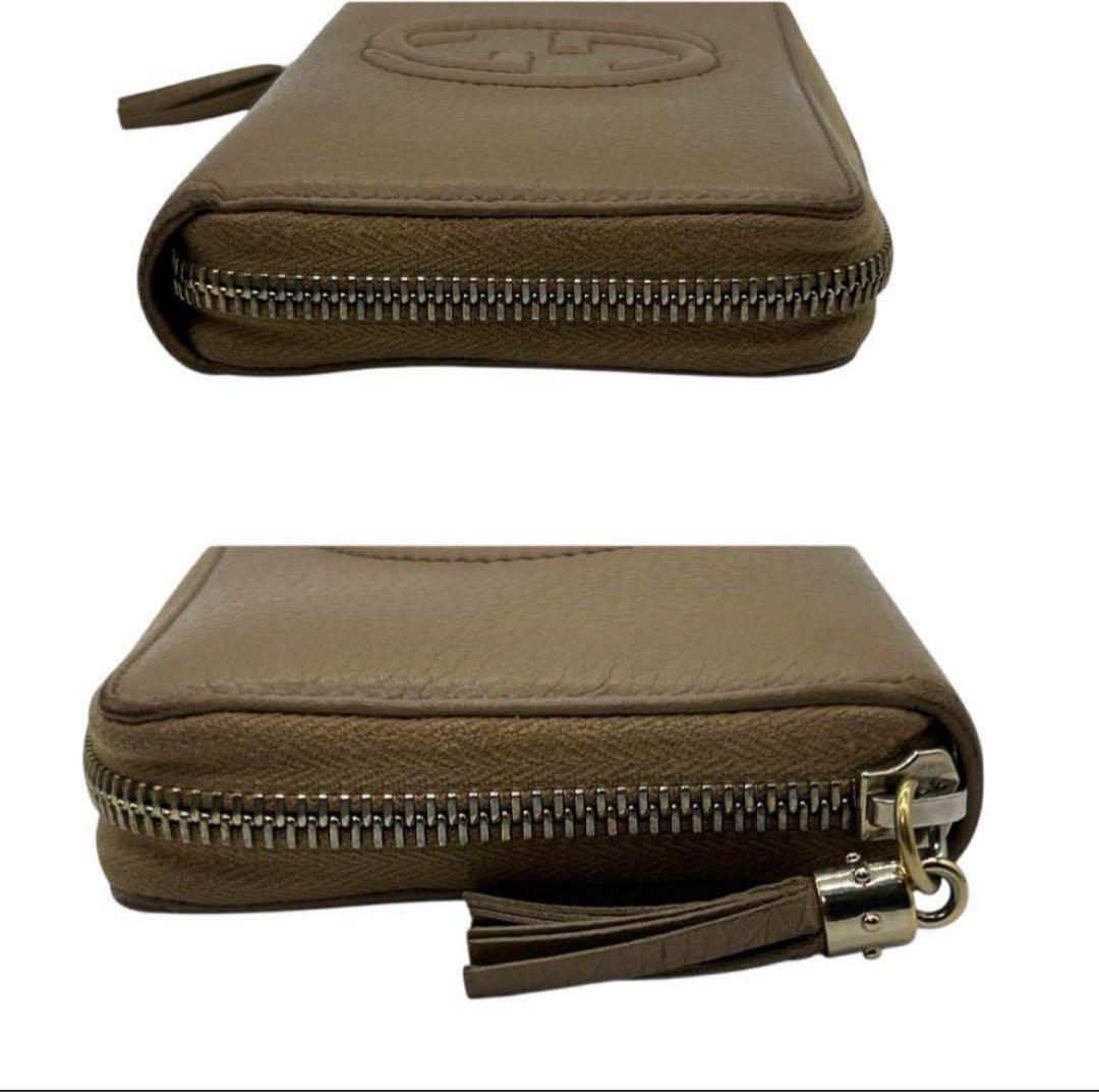 【極美品】GUCCI ソーホー GG ベージュ ラウンドファスナー長財布 レザー