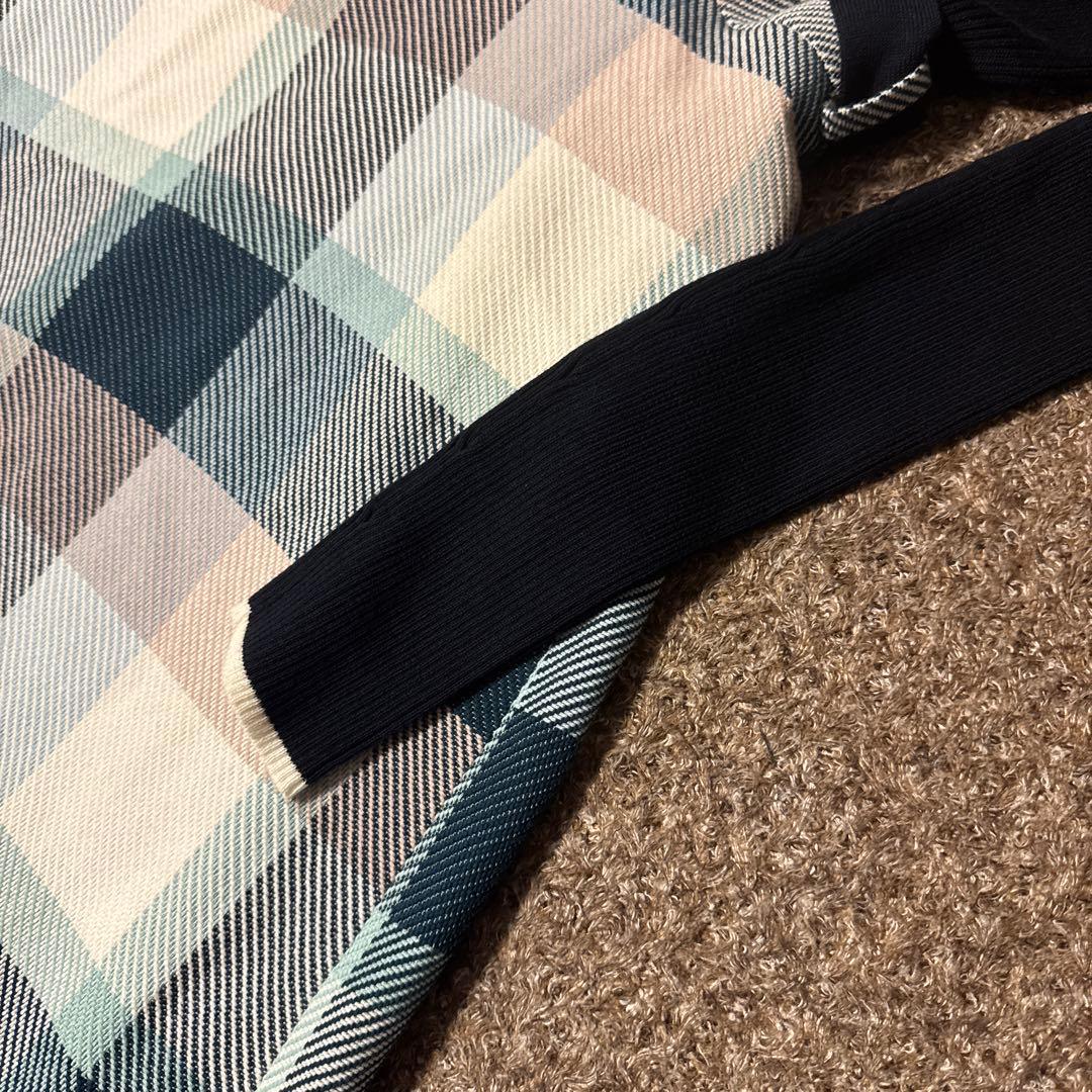 【美品】ブルーレーベルクレストブリッジ　ドッキングチェックワンピース　リボン