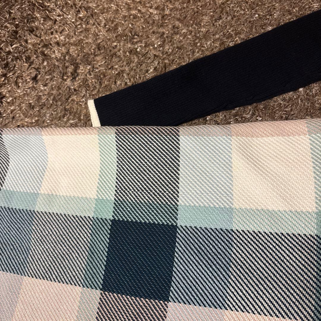 【美品】ブルーレーベルクレストブリッジ　ドッキングチェックワンピース　リボン