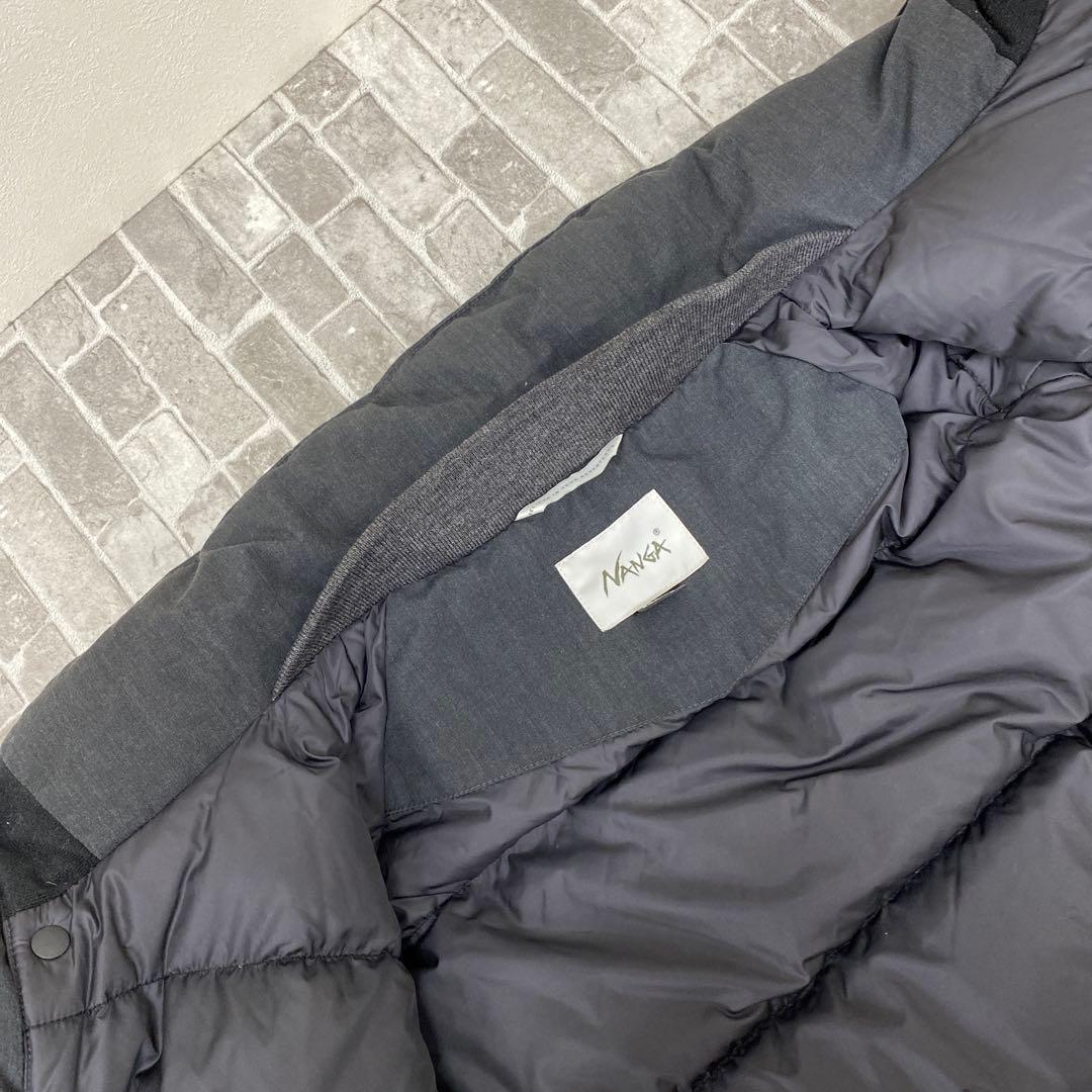 N599♪ NANGA ダウンジャケット　M フードなし　グレー