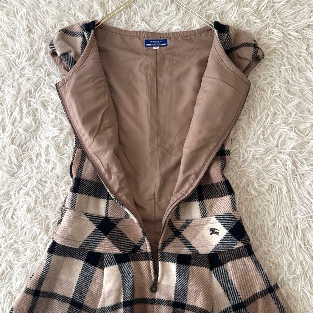 バーバリーブルーレーベル✨ワンピース ホース刺繍 ロゴ刻印 ノバチェック 38