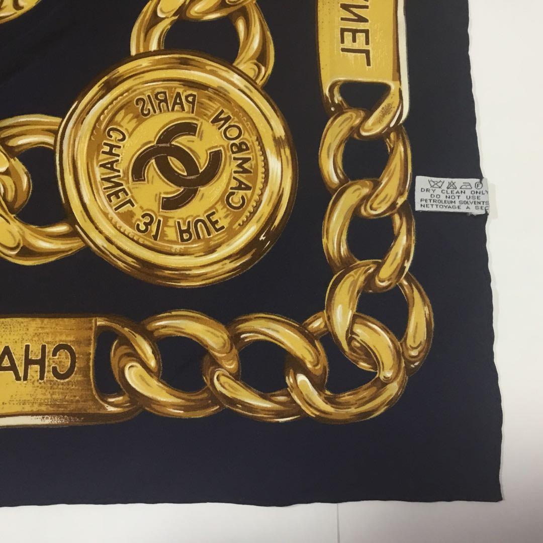 CHANEL ゴールドチェーン スカーフ　タグ付き