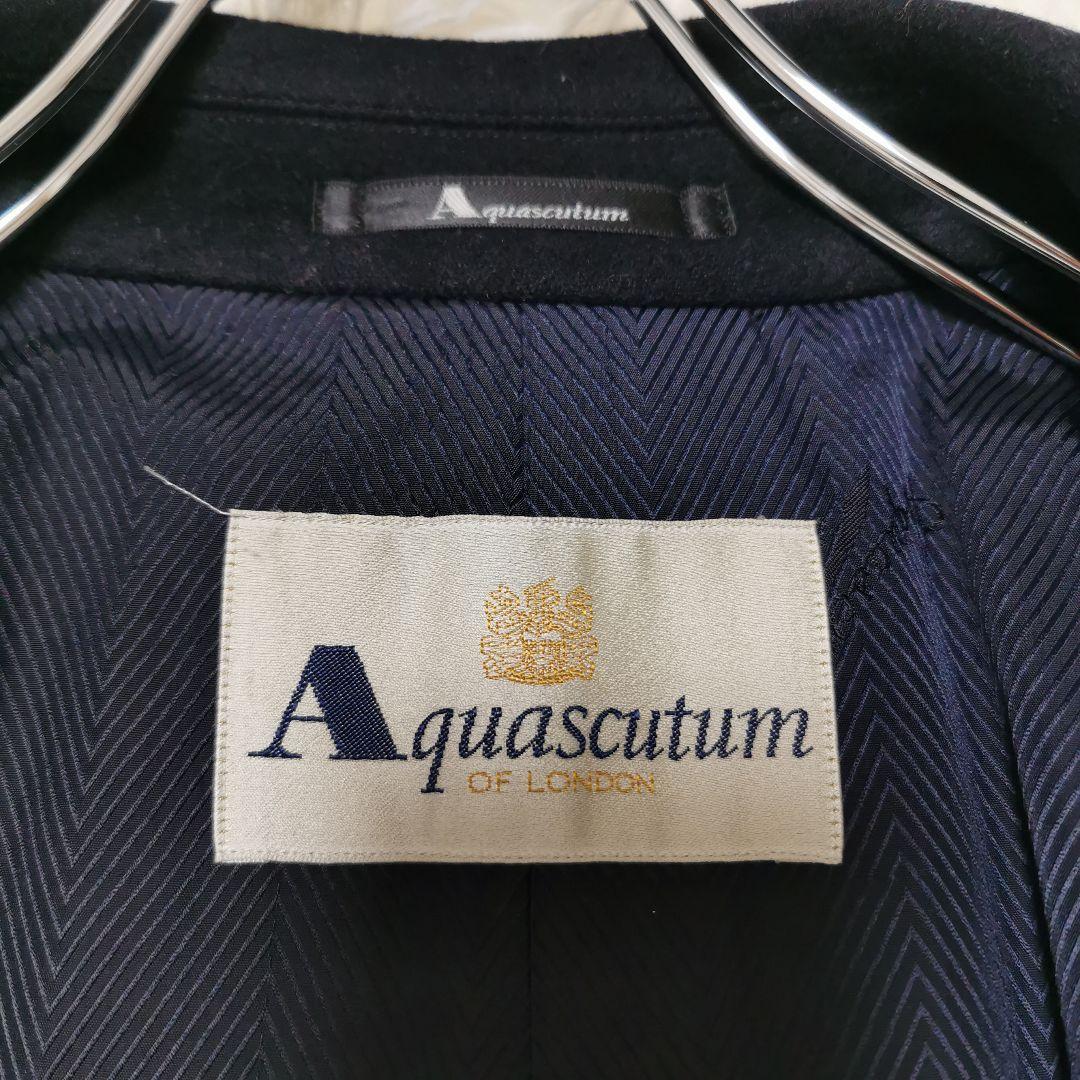 アクアスキュータム カシミア バルマカーンコート ステンカラーコート 紺 L相当