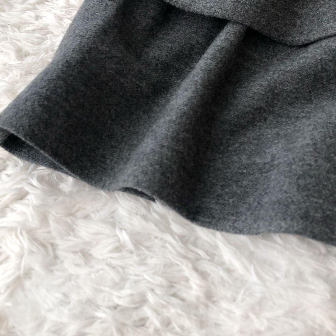 エムズグレイシー コート ロング リボン ティアード ノーカラー グレー M