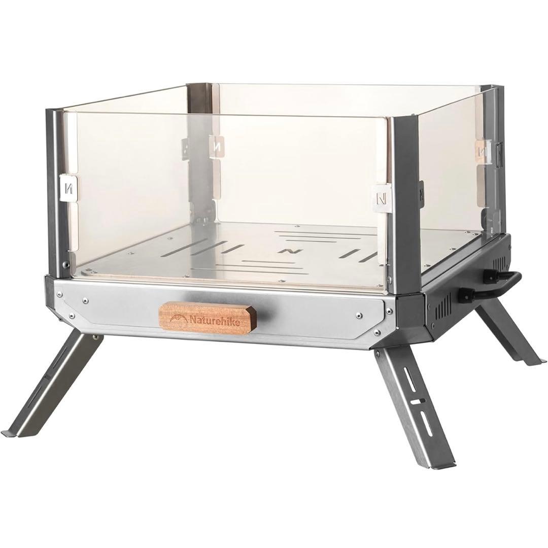 Naturehike焚き火台 折りたたみ キャンプ ガラス製 ４面透明デザイン