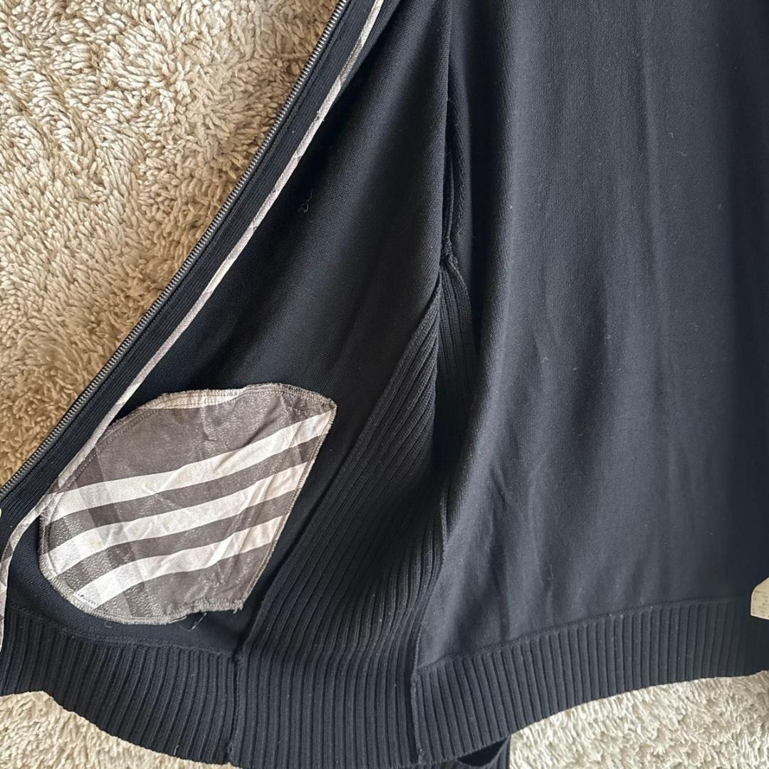 《美品★》バーバリーロンドン　リブニット　ノバチェック　刺繍ロゴ　ジップアップ