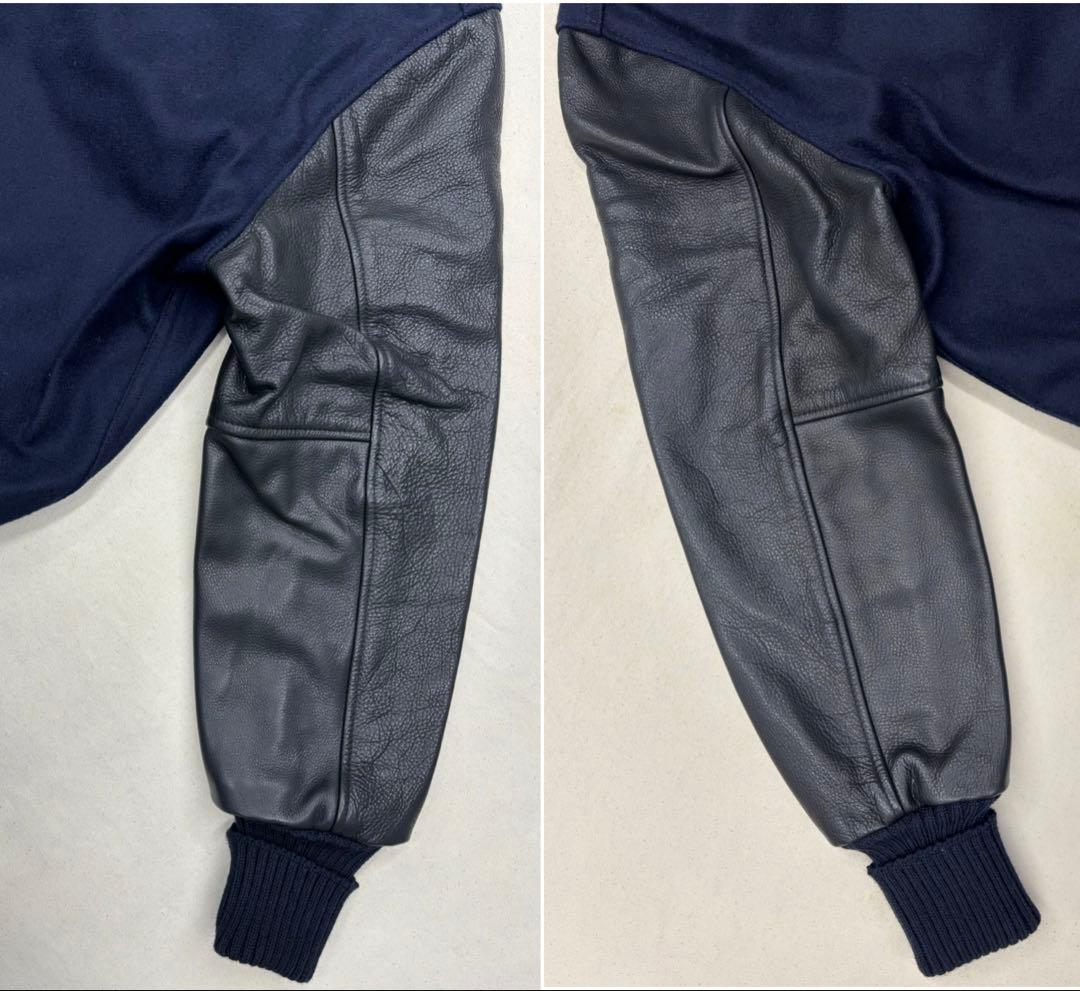 USA製 レターマンジャケット 38 黒×紺 スタジャン アワードジャケット