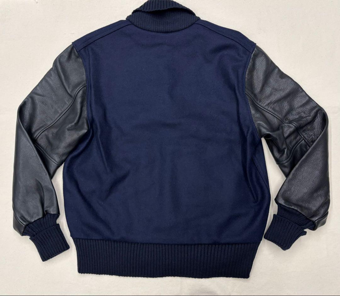 USA製 レターマンジャケット 38 黒×紺 スタジャン アワードジャケット