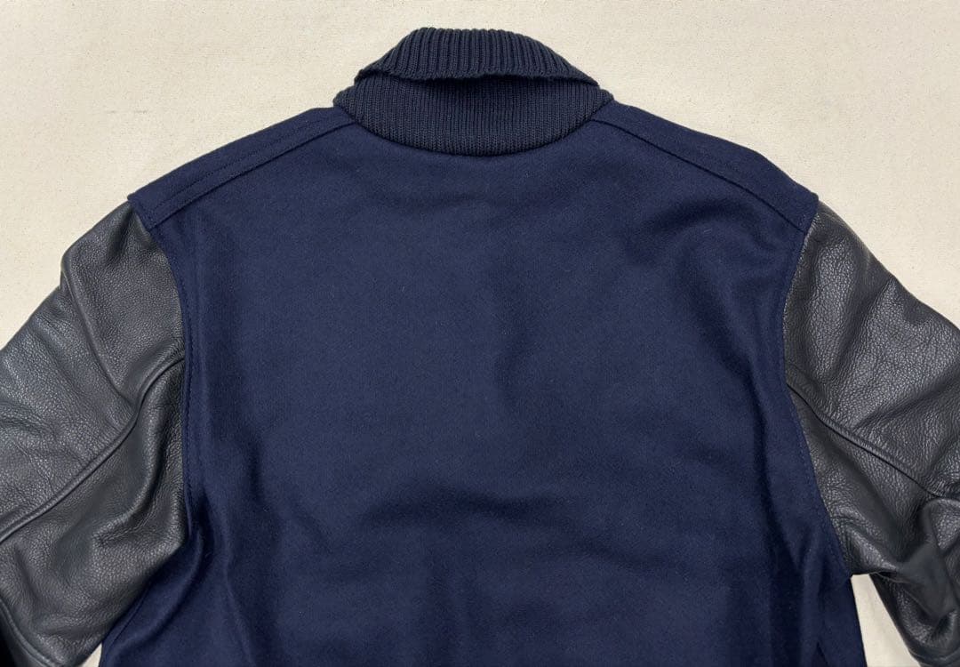 USA製 レターマンジャケット 38 黒×紺 スタジャン アワードジャケット