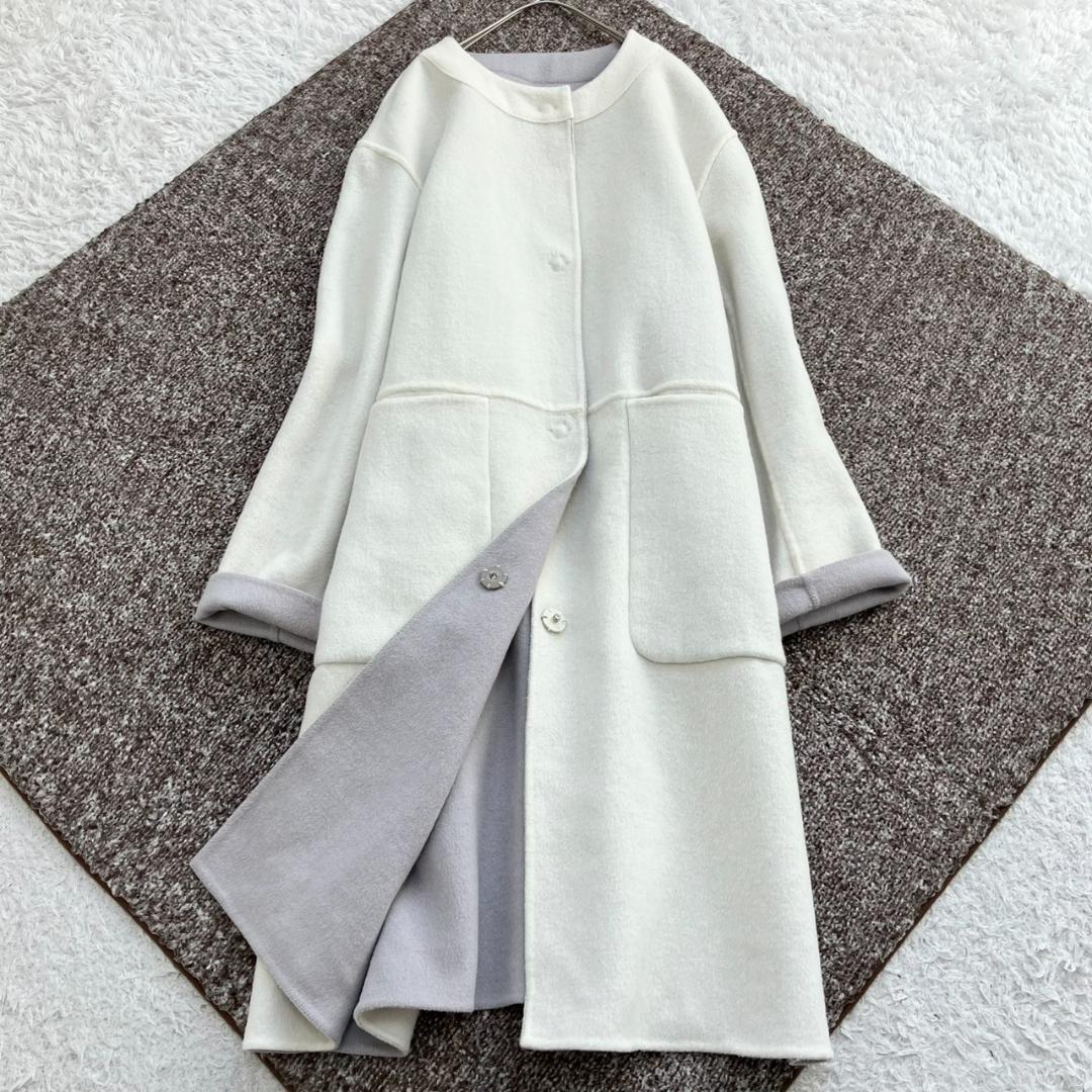 リバーシブル✨極美品✨組曲 リバーコート ロング ノーカラー 大きいサイズ XL