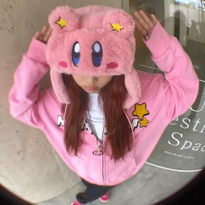 KAKAZZY 帽子 ニット帽 ビーニー 耳当て キャップ コスプレ カービィ