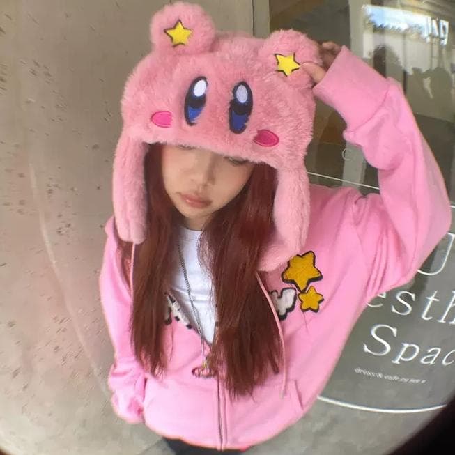 KAKAZZY 帽子 ニット帽 ビーニー 耳当て キャップ コスプレ カービィ