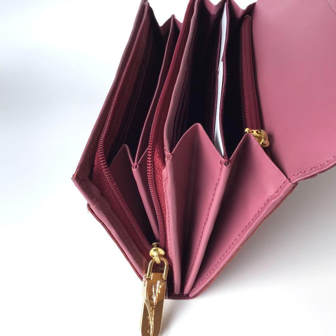 【新品】ユーバイウンガロ✨クロエ 内側ダブルファスナー長財布 型押し ピンク