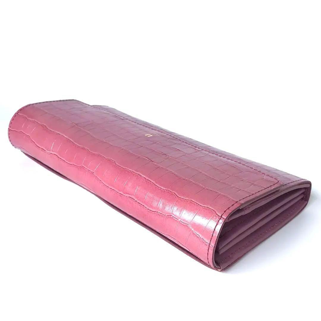 【新品】ユーバイウンガロ✨クロエ 内側ダブルファスナー長財布 型押し ピンク