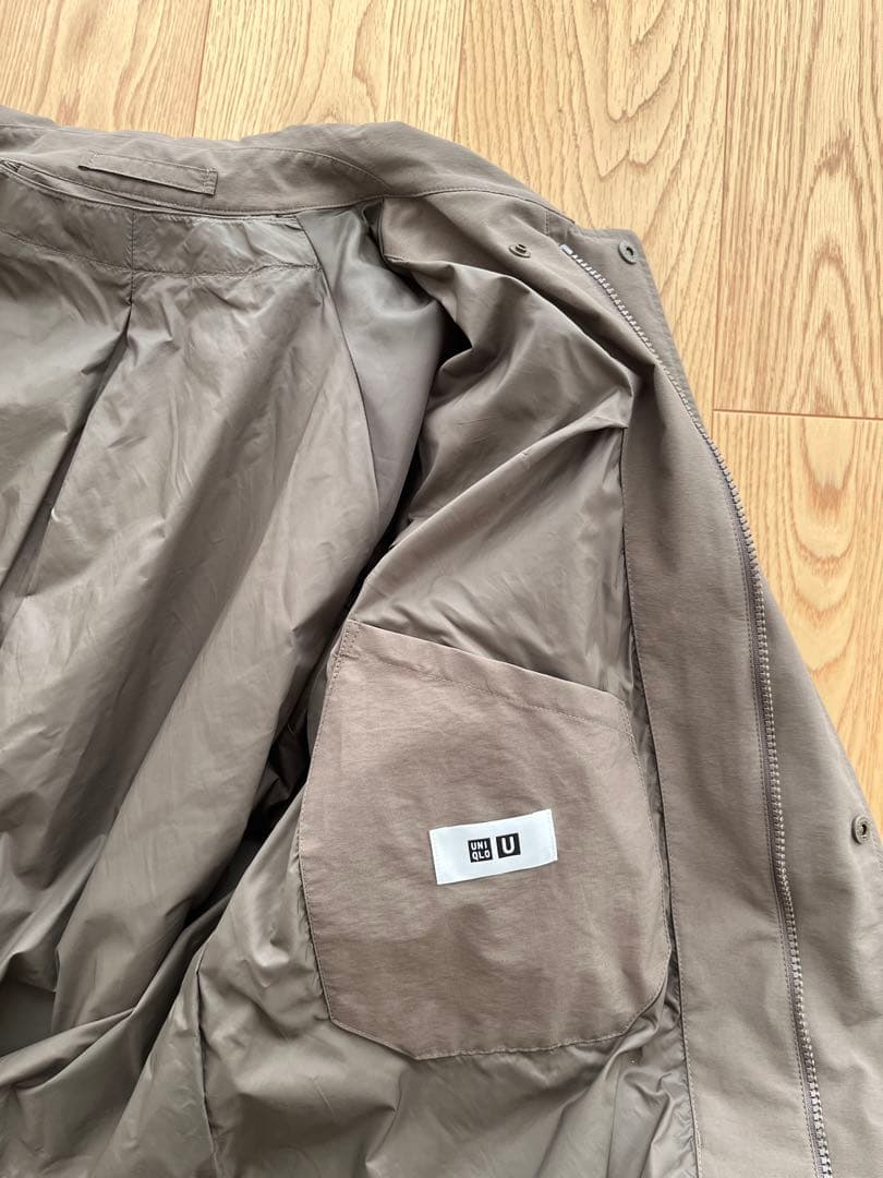 ユニクロユー　オーバーサイズステンカラーコート　ブラウン　L