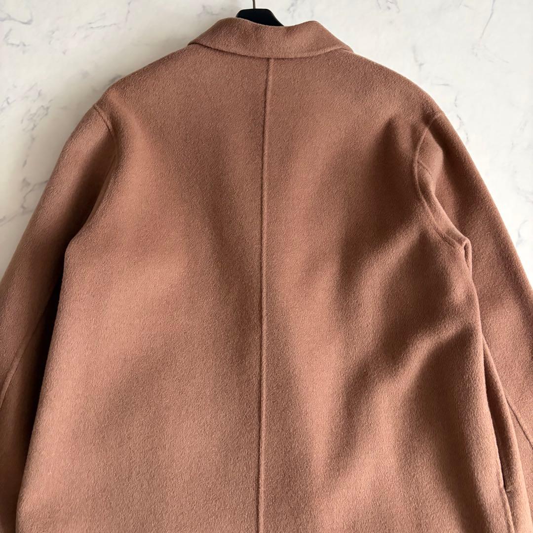 美品 ウィムガゼット リバー チェスターコート ダブルフェイス ロング丈 茶