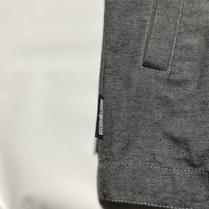 BOUNTY HUNTER☆胸ロゴ刺繍ドリズラージャケット スイングトップ 灰M