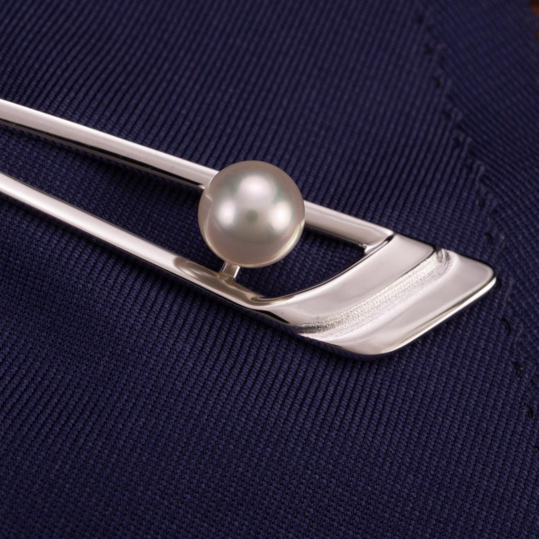 箱付き 世界最高品質ミキモト MIKIMOTO silver 真珠 ネクタイピン