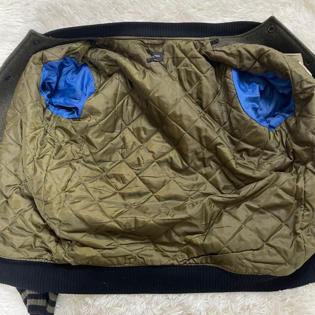 ディーゼル レザー切替 スタジャン タイガー刺繍 メルトンウール 山羊革　虎