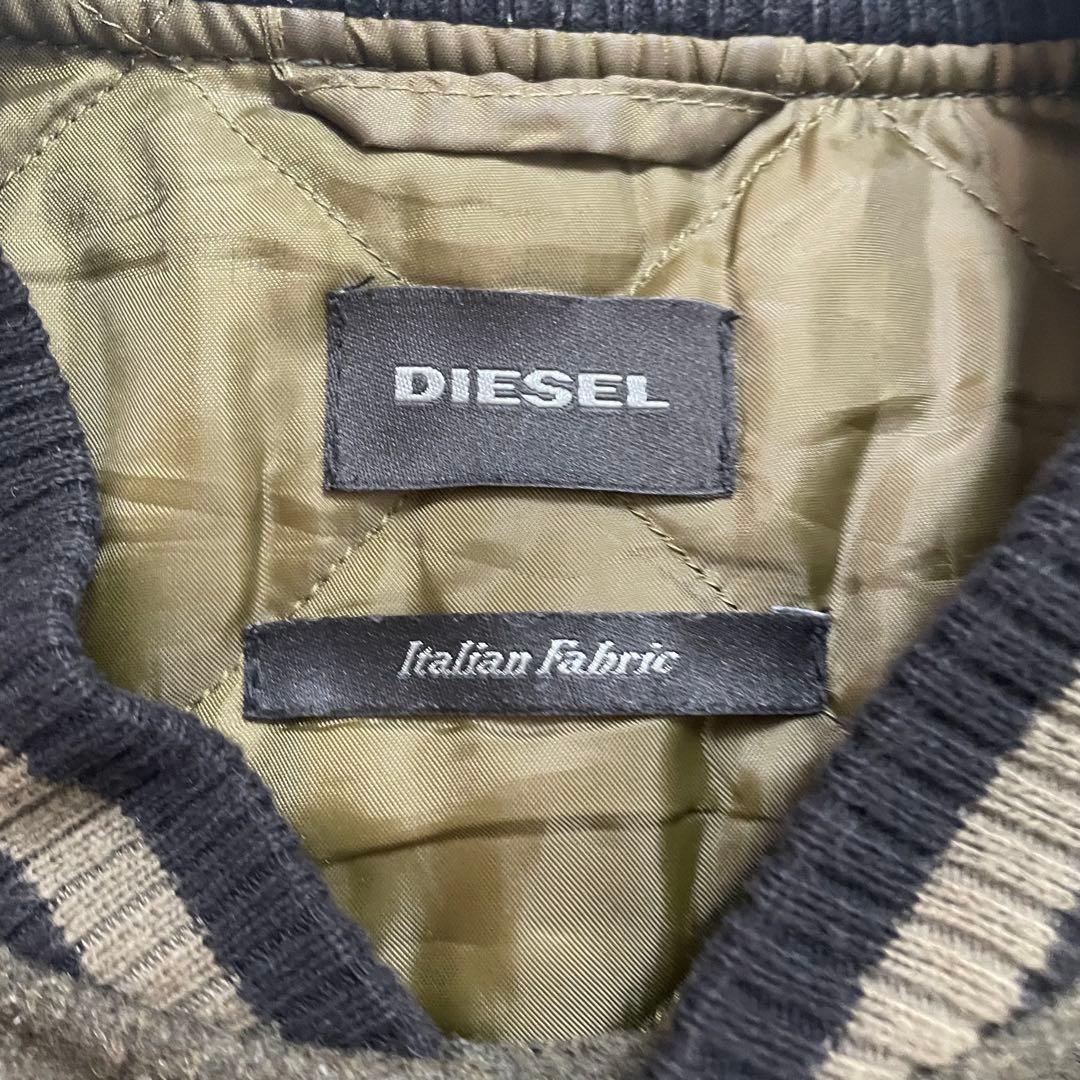 ディーゼル レザー切替 スタジャン タイガー刺繍 メルトンウール 山羊革　虎