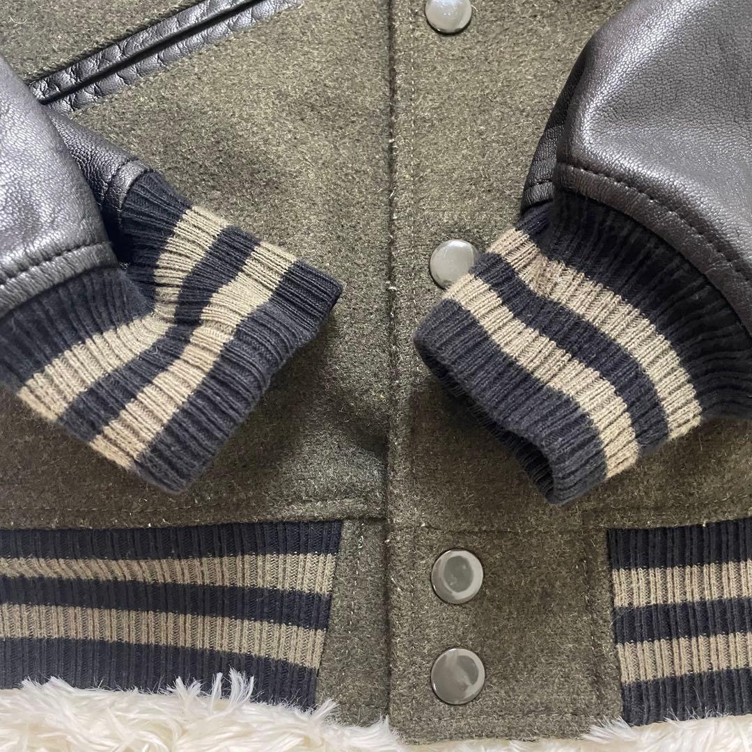 ディーゼル レザー切替 スタジャン タイガー刺繍 メルトンウール 山羊革　虎