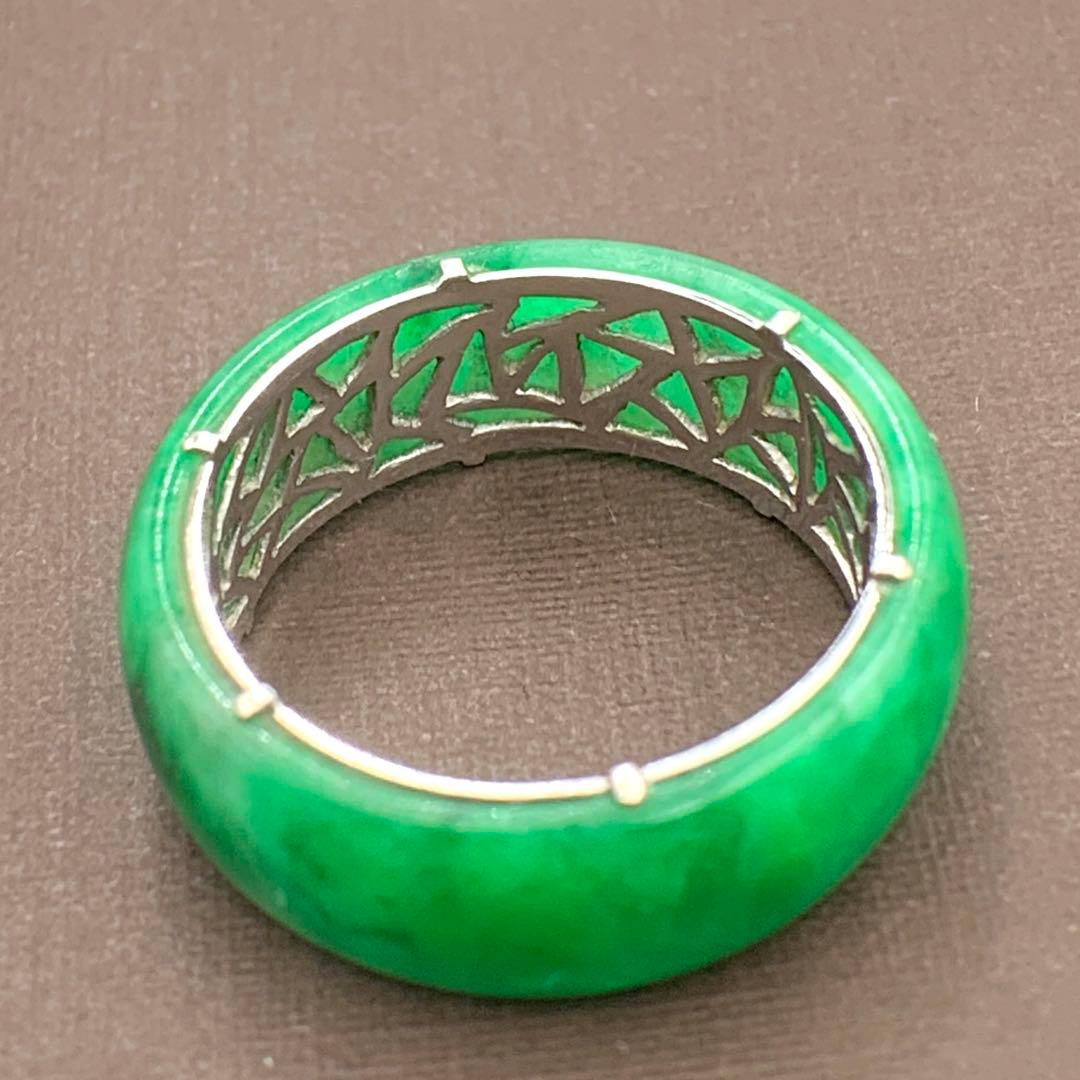 天然翡翠ヒスイプラチナリング PT900 20号 鑑別書付き