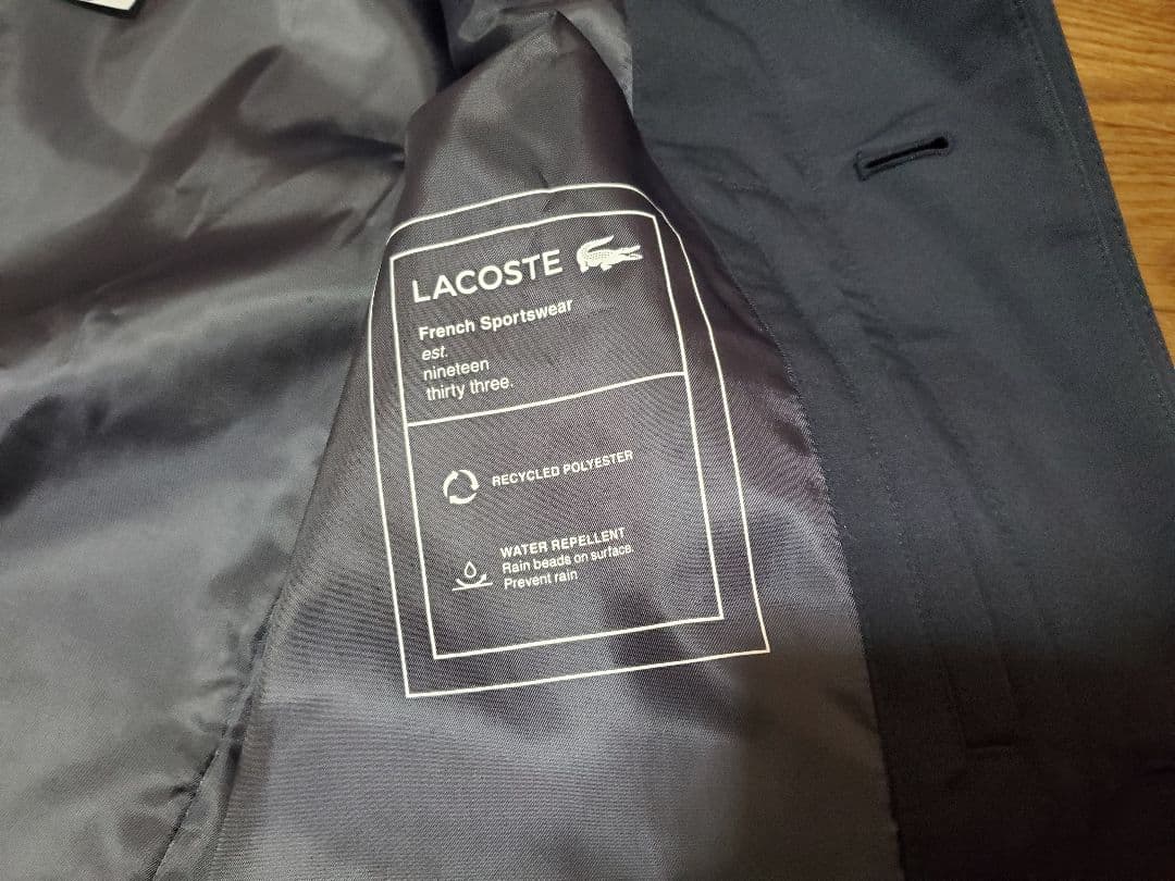 新品未使用タグ付 ラコステ ステンカラーコート紺FR48 US SM