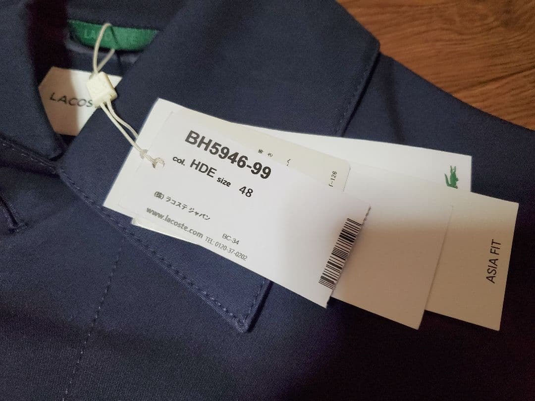 新品未使用タグ付 ラコステ ステンカラーコート紺FR48 US SM