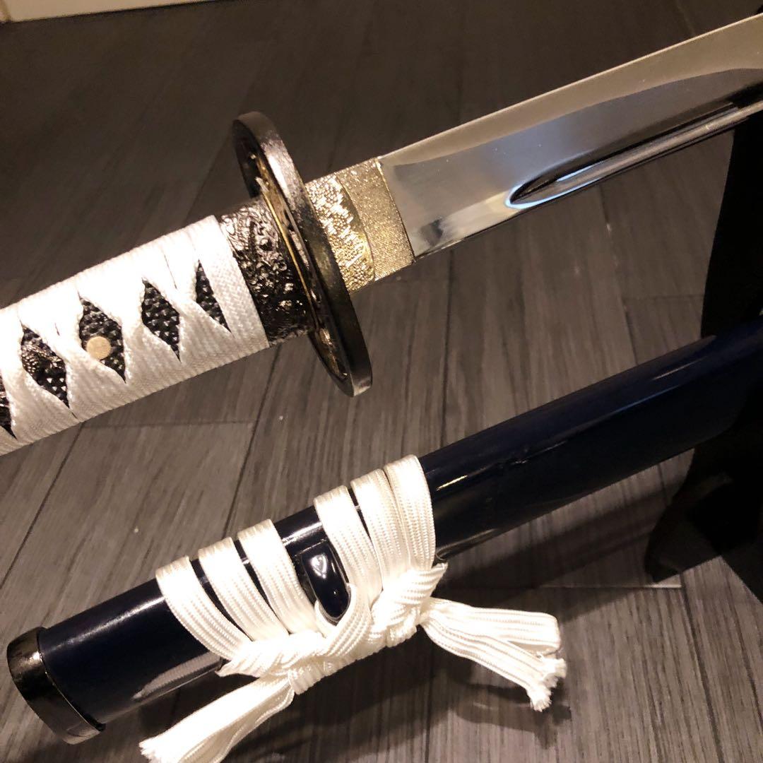 高級模造刀 高級居合刀 樋入り 優勢刃紋刀身 白拵え 亜合金