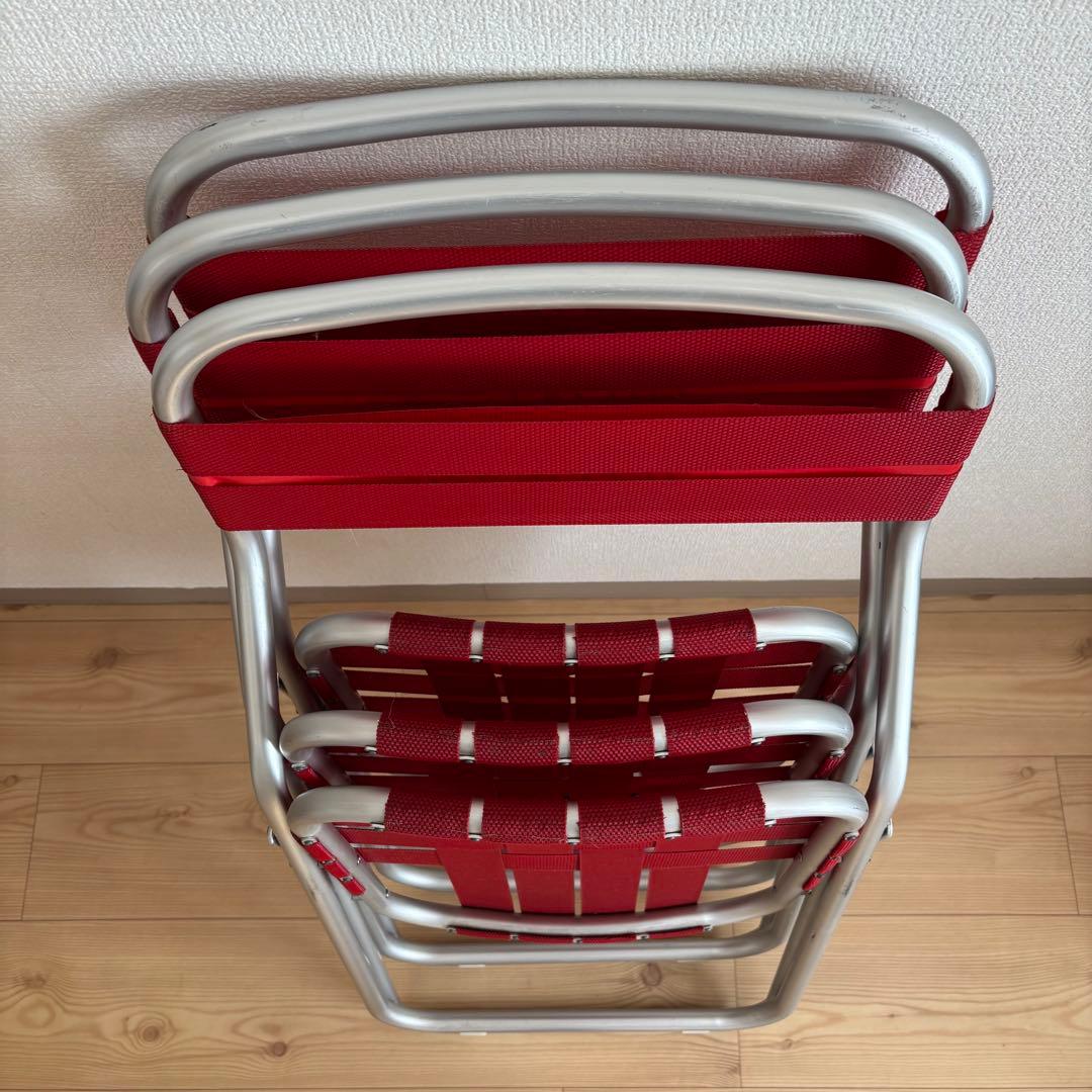 コカコーラ　 折りたたみチェア 赤　パイプイス　ヴィンテージ　3脚セッ