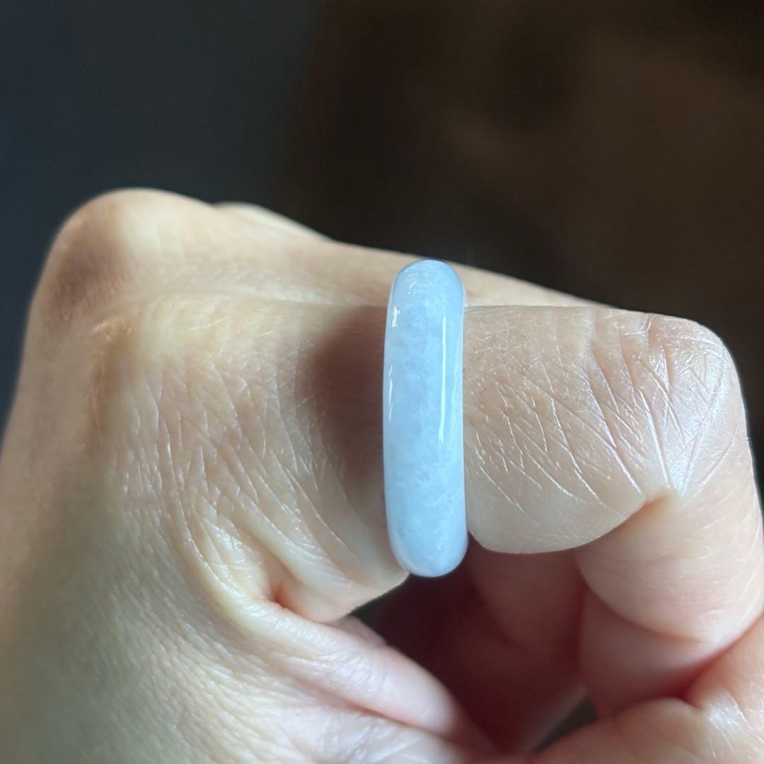 ミャンマー産 天然本翡翠（A貨） ラベンダー色 14号　くり抜きリング