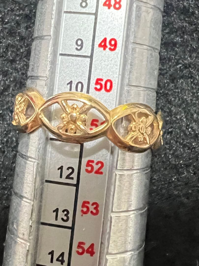 K18ゴールド 花模様 透かしリング2.1グラム