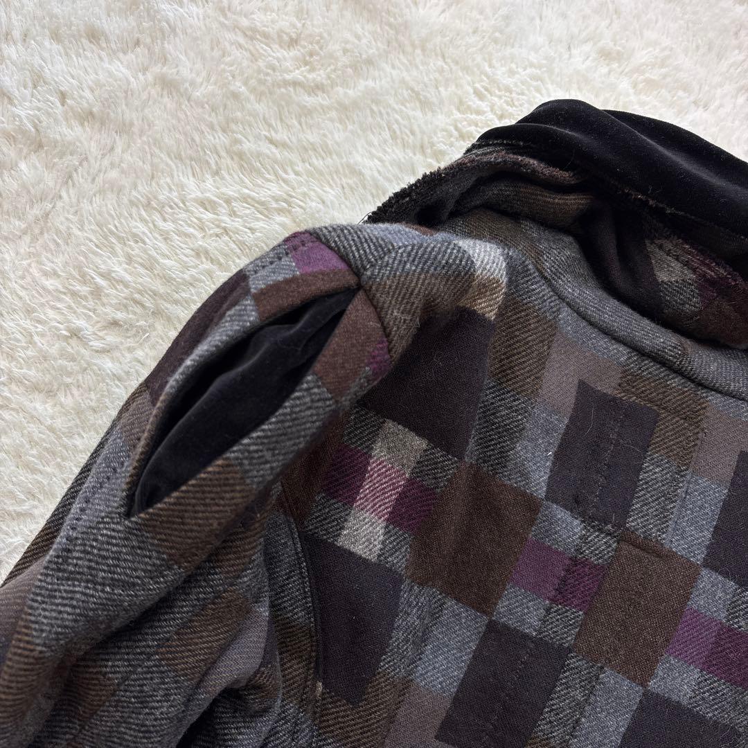 マリテフランソワジルボー　チェック柄デザインフレアロングコート　Aライン