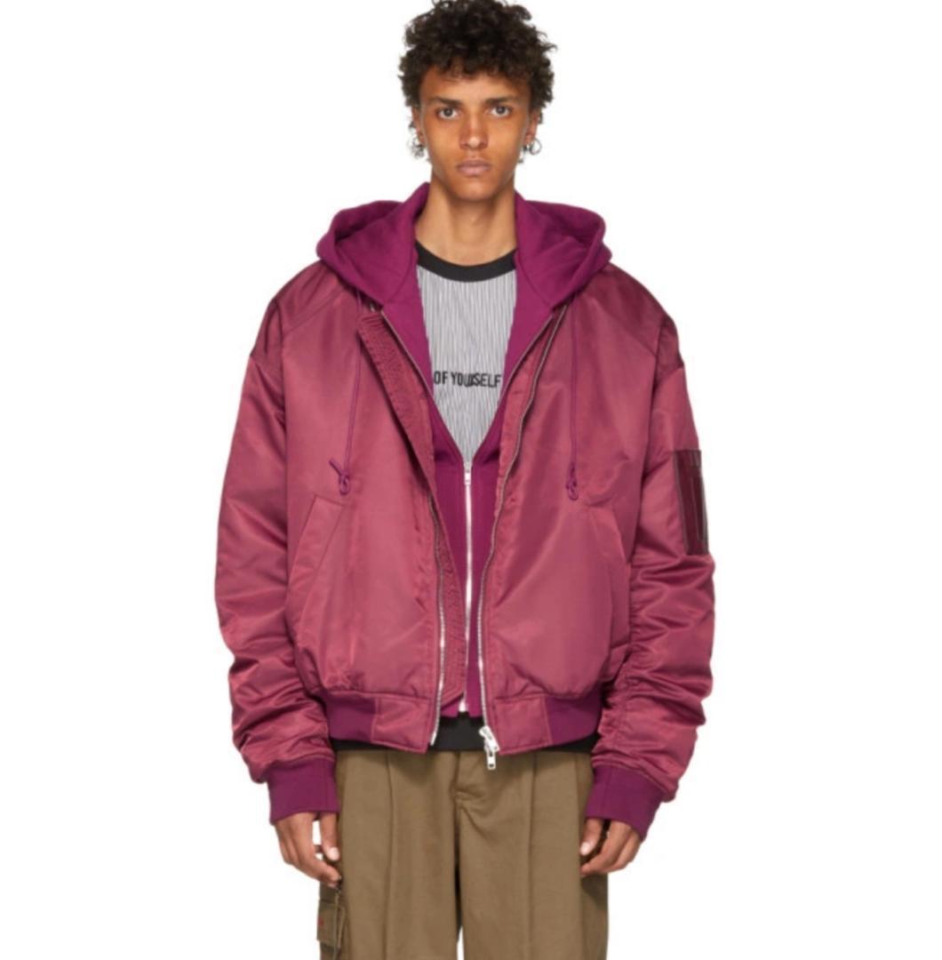 希少　Juun.J　レイヤード　ボンバージャケット　オーバーサイズ　フード　赤