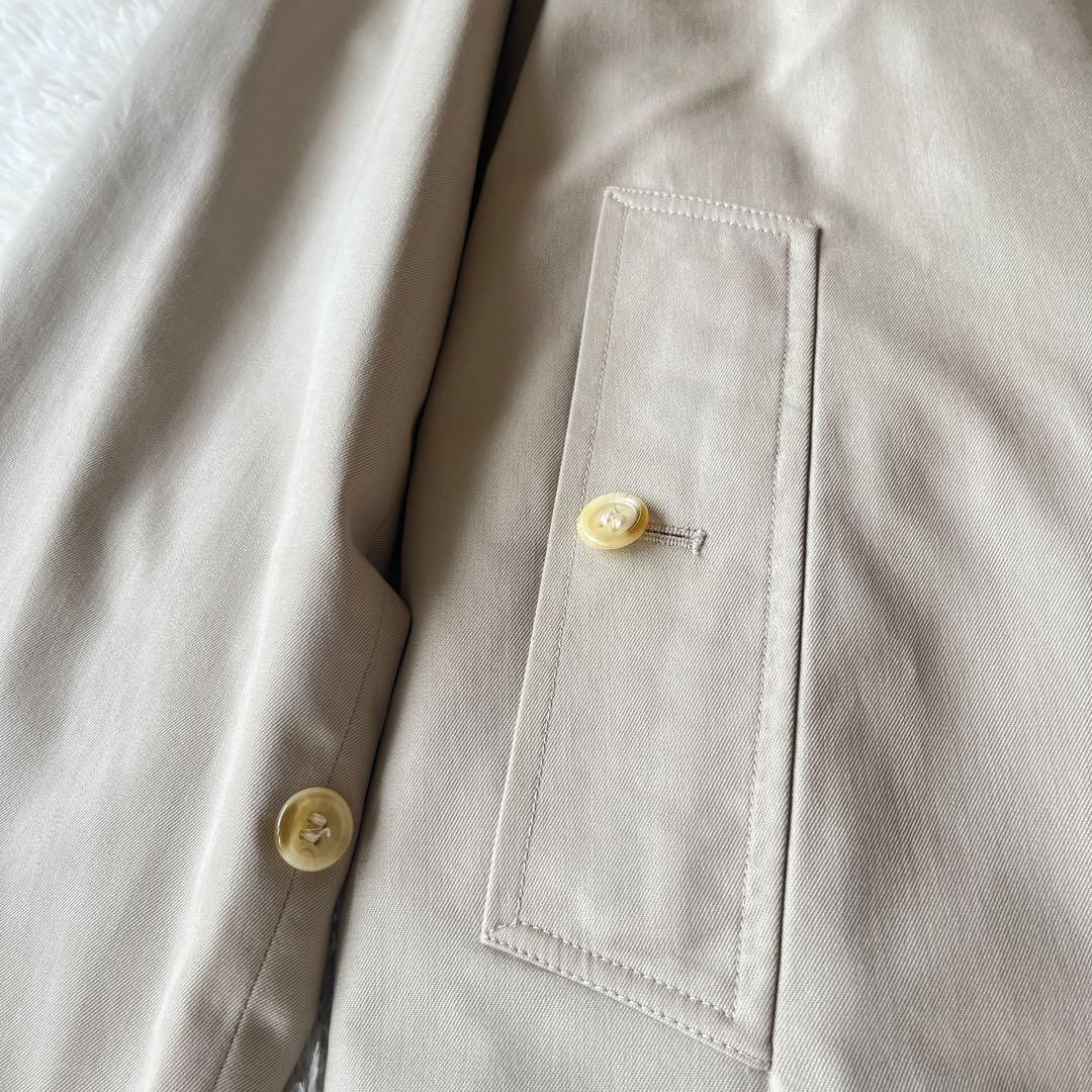 美品　英国製　バーバリー　ステンカラーコート　　ライナー付き　ノバチェック　比翼