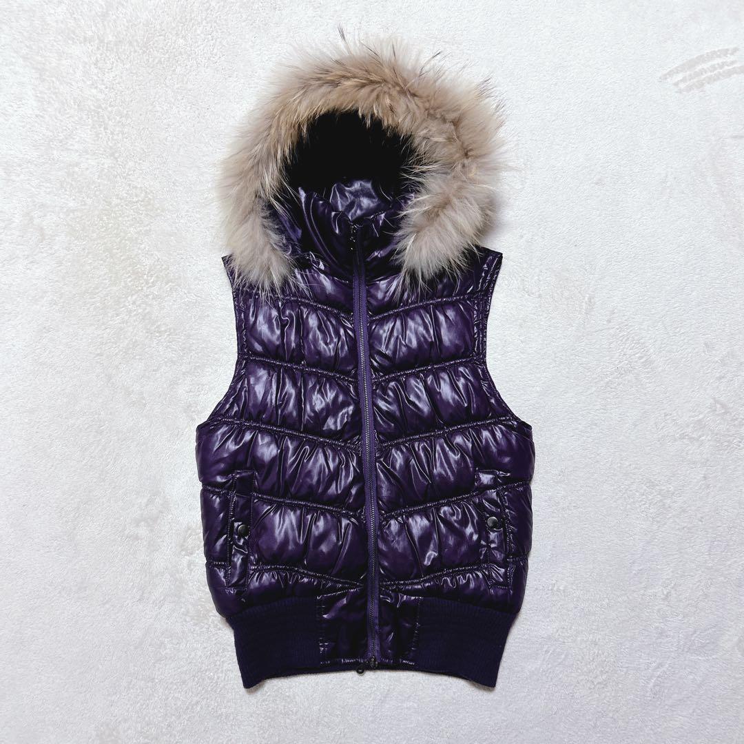 y2k 00s 3way ファー ダウンベスト 紫 お兄系 平成 短丈 光沢 - メルカリ