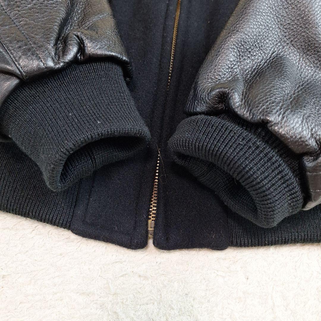 JUN MEN ジュンメン スタジャン 裏地キルティング ウール 牛革 刺繍 M