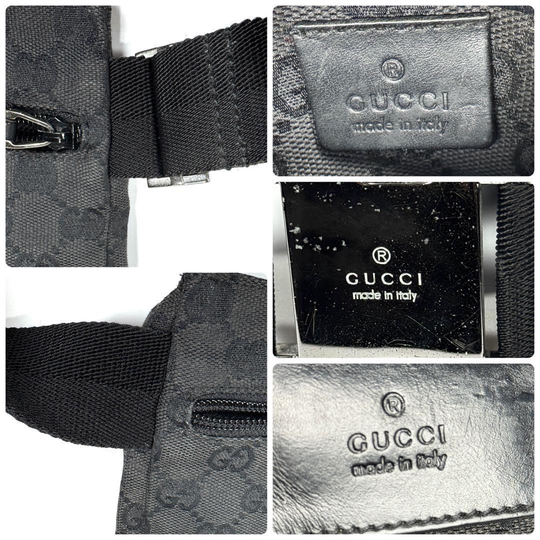 GUCCI グッチ ウエストポーチ ボディバッグ GGキャンバス 黒