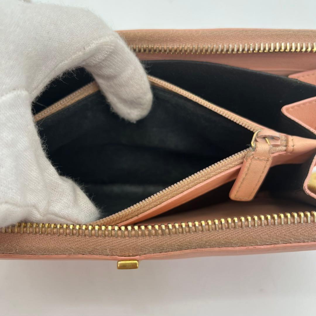 サンローラン 長財布 ラウンドファスナー Yライン ピンクベージュ 付属品完備