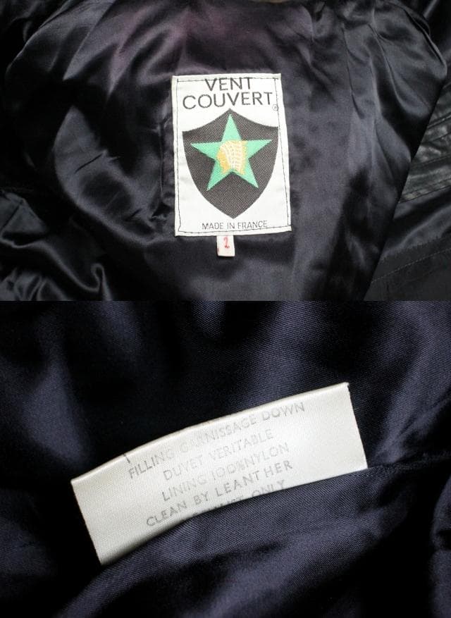 80s90s フランス製 VENT COUVERTレザー ダウンジャケット 1