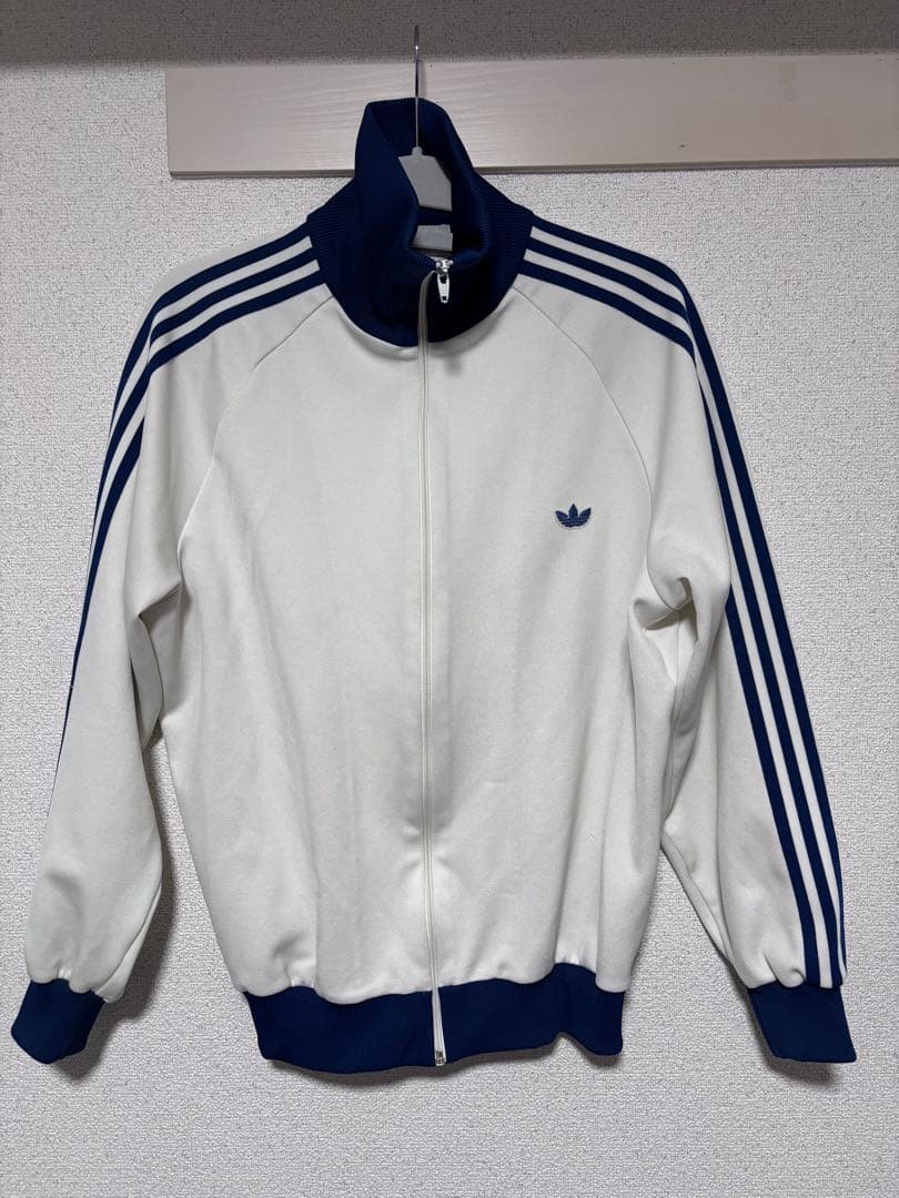 80s アディダス デサント ５号 トラックジャケット ホワイト ネイビー 80s adidas アディダス トラックジャケット ジャージ 西ドイツ