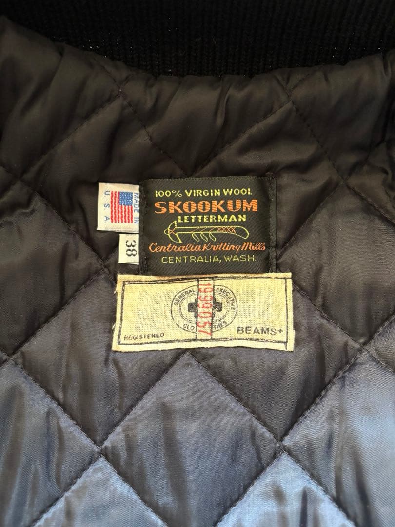 ビームス 別注 スクーカム メルトン ファラオコート スタジャン 38 ブラック