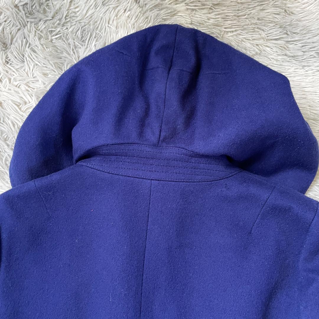 専用大きいサイズ XL 23区 ウール100 フード付きロングコート ロイヤルブ