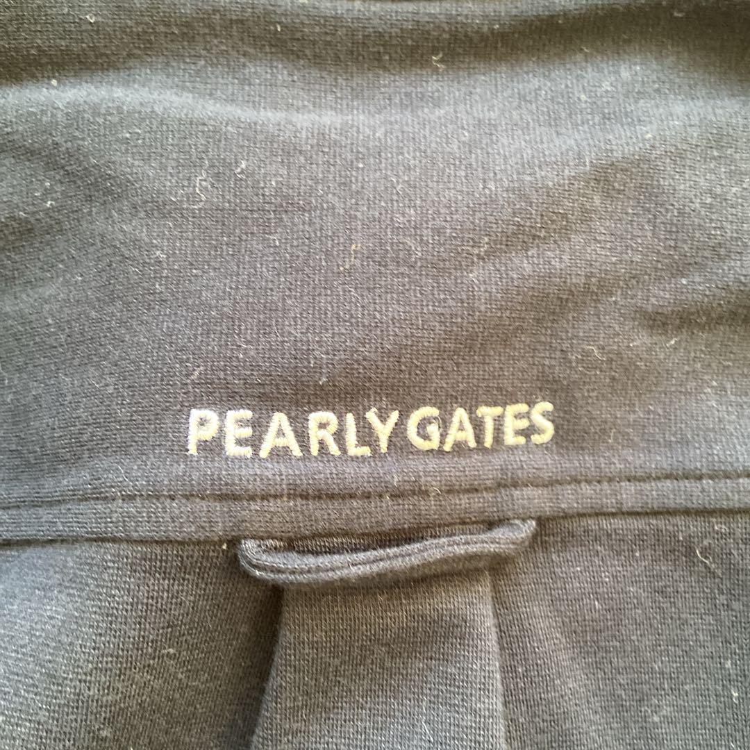 新品　パーリーゲイツ　ゴルフ長袖ポロシャツ　ネイビー　4 ロゴ刺繍　ハーフボタン