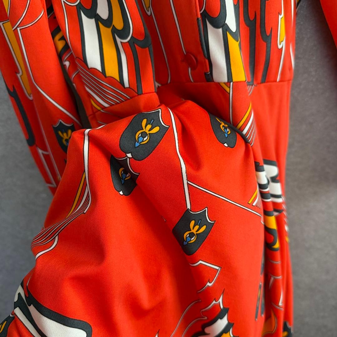 ヴィンテージ 昭和レトロ ジオメトリック柄ワンピース 70sモダンポップ 個性的