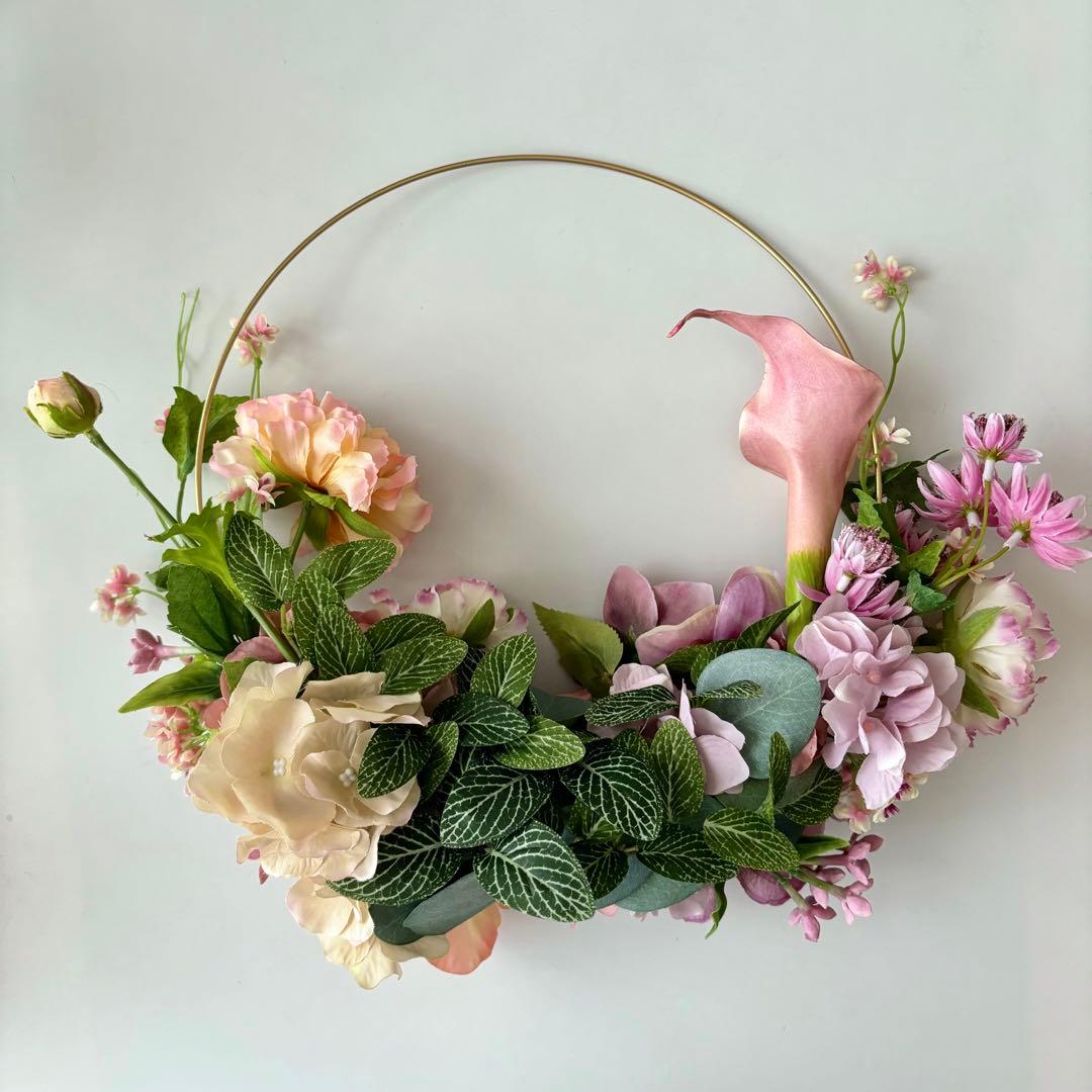 フープブーケ　ブートニア　アーティシャルフラワー　高級造花　美品　ウェディング