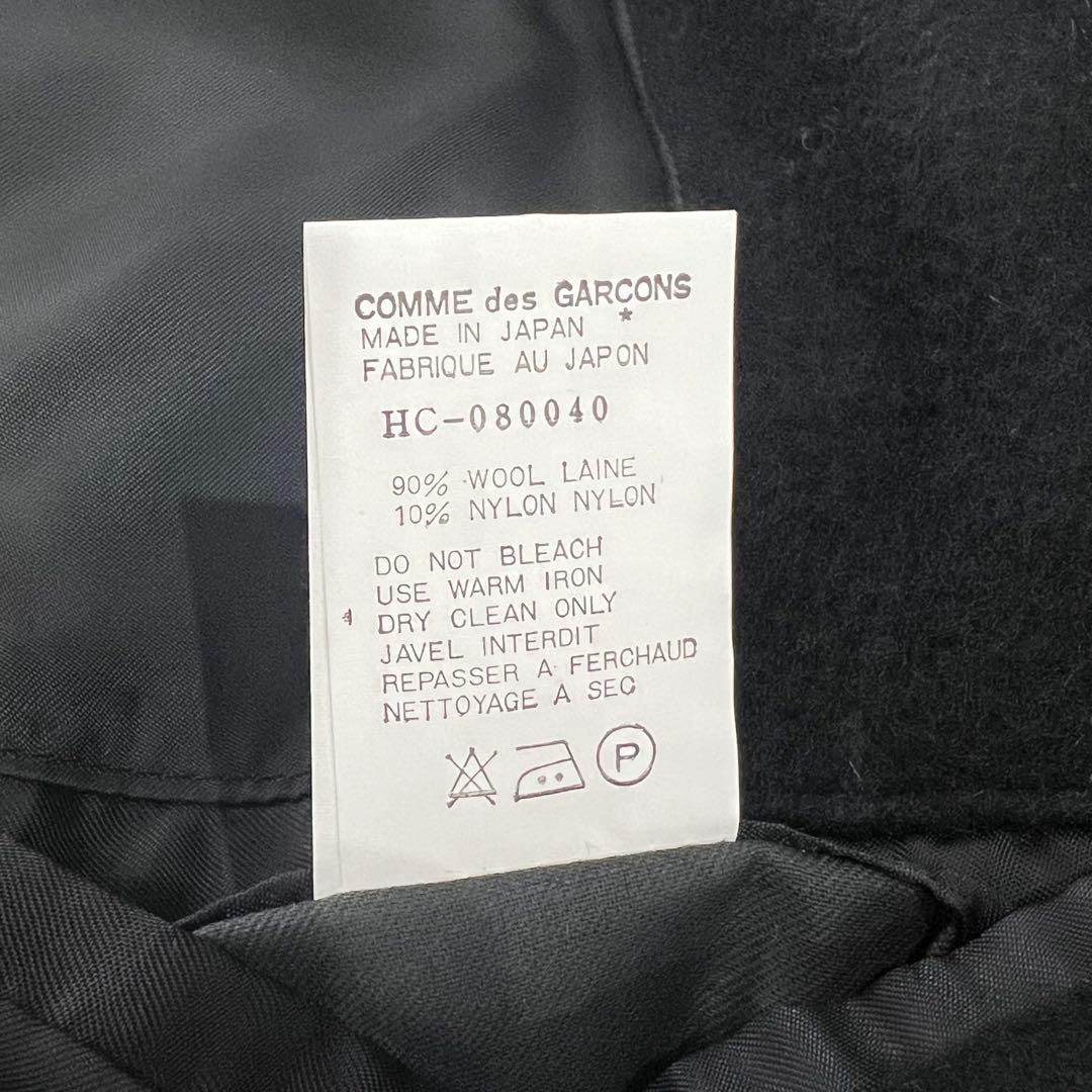 美品 コムデギャルソンオム ブラック ステンカラーコート ウール M 田中オム