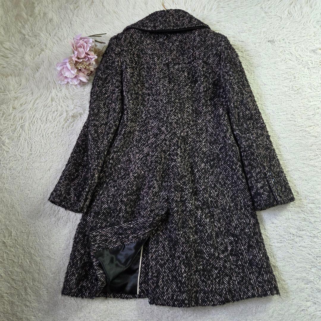 美品 Max Mara ツイード ロングコート サイズ38 M 相当 ブラック